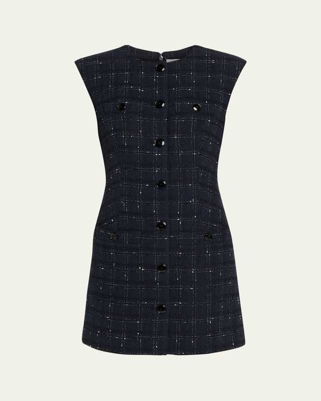 Tamara Button-Front Tailored Mini Dress